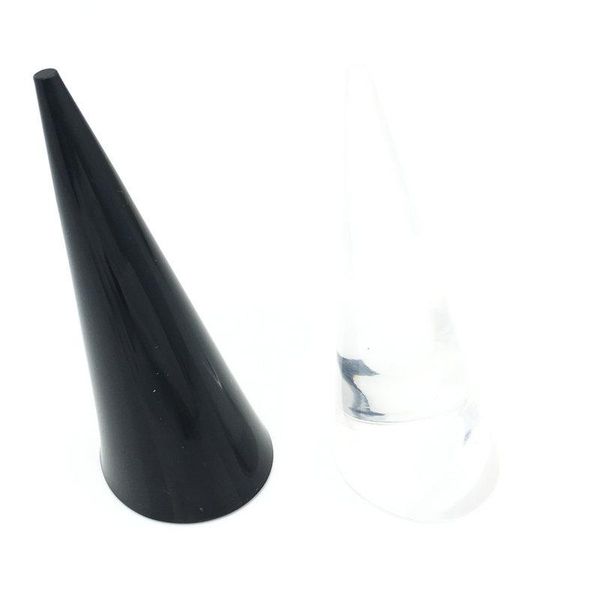 

boxes 10pcs/lot jewelry display new cone shape organic acrylic jewelry ring display holder stand showcase stand z086, Black;white