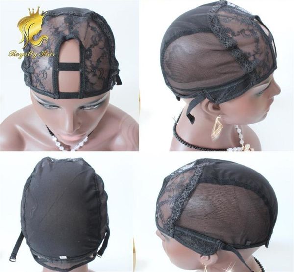 

u part wig caps for making wigs only stretch lace weaving cap adjustable straps back guarantee fast 1729123, Black;brown