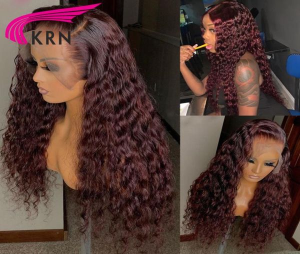 

black 99 burgundy human for women curly 180 remy brazilian wig colored 99 13x6 lace front preplucked1949100