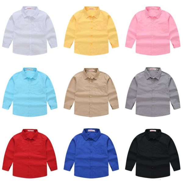 

kids shirts children solid school shirt blouse boys spring autumn long sleeve fashion 5 6 7 8 9 years boutique clothes camisa 230519, White;black
