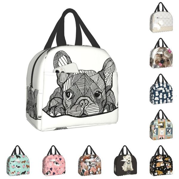 

ice packsisothermic bags french bulldog puppy insulated lunch bag for work school frenchie resuable thermal cooler box women kids 230519