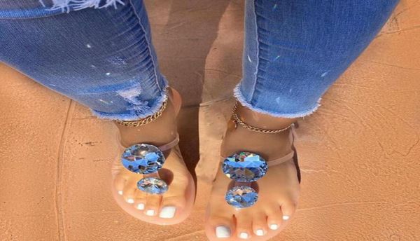 

lager size women sandal summer explosion diamond woman sandals female crystal slippers jelly shoes flat with fashion beach shoes y9451159, Black