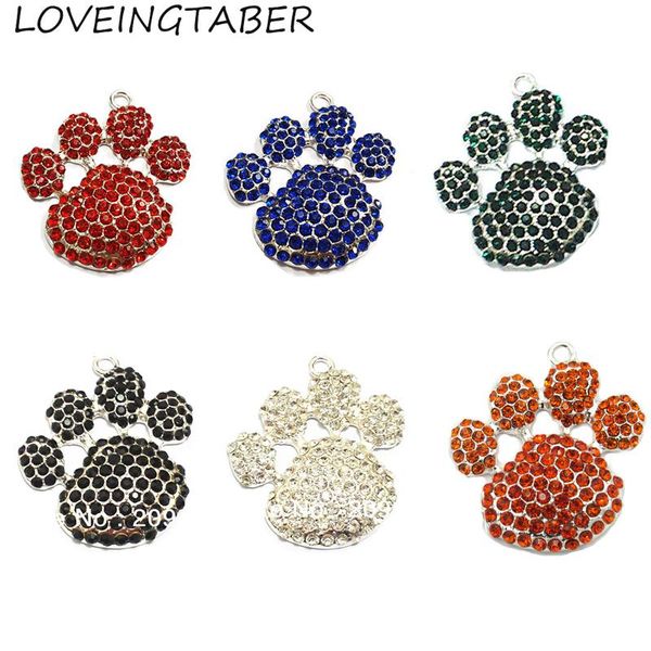 

necklaces ( choose color first ) large size 55mm*45mm 10pcs/lot silvery paw rhinestone paw pendants for necklace, Silver