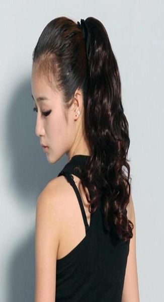 

body wave drawstring ponytail hairpiece wraps around pony tail natural black 1b wet wavy human hair ponytail hair extension 100g19820886