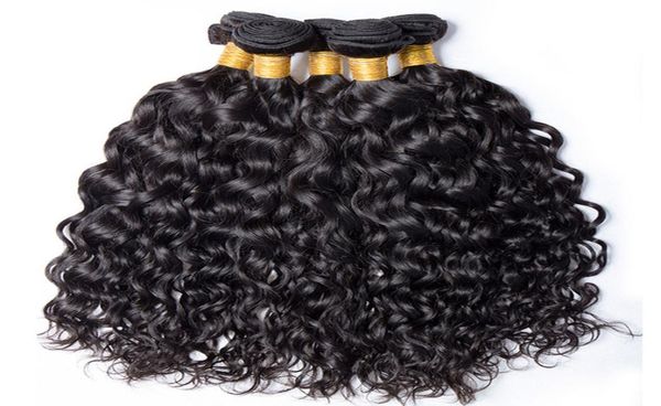 

elibess hair virgin human hair weaves 60g per piece 4 bundles per lot water wave human hair extension3308800, Black