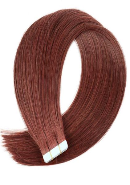 

33 dark auburn cuticle intact remy human hair tape in extensions4354039, Black