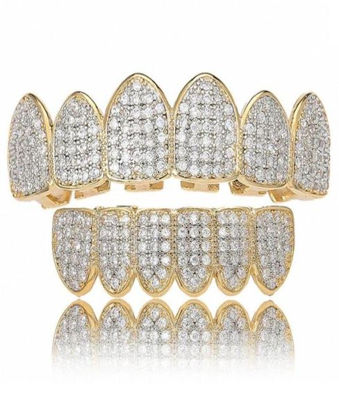 

iced out grillz bling hip hop teeth grills caps silver gold cubic zirconia teeth bottom dental grills rock jewelry6939779, Black