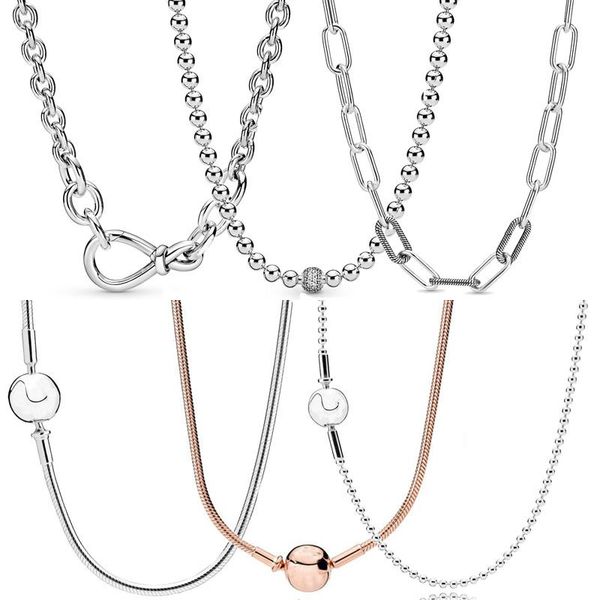 

necklaces 100% 925 sterling silver beads pave chunky infinity knot sphere clasp essence me link necklace fit fashion charm diy jewelry