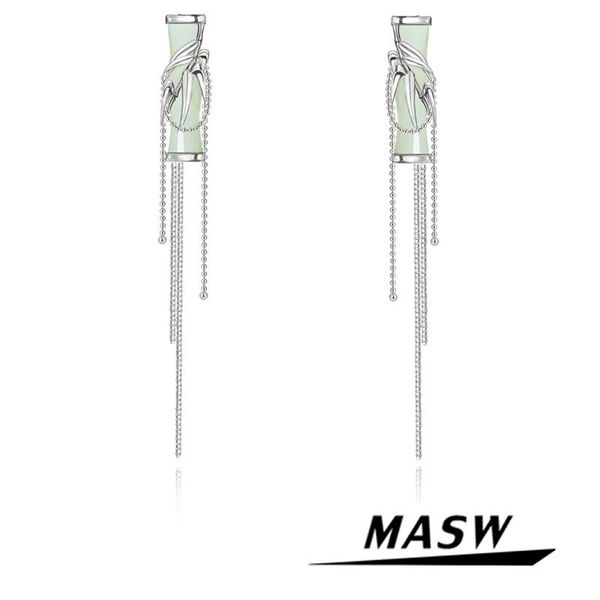 

knot masw original design chain tassel earrings for women gifts cool style trendy jewerly luxury design geometric drop earrings, Silver