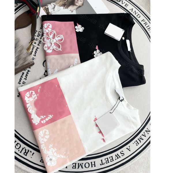 

23ss womens t-shirt womens designer clothing tee round neck pure cotton three-dimensional flower decoration letter logo print short sleeve t, White