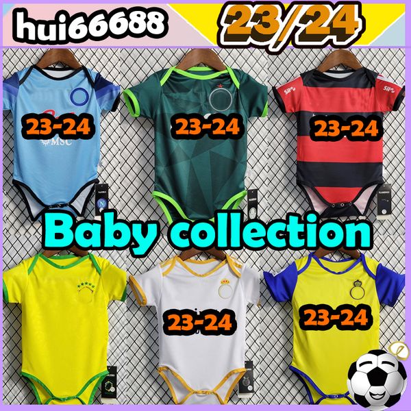 

23/24 baby kit soccer jerseys club baby football uniform collection 2023 2024 haaland grealish brazils palmeiras flamengos benzema madrids a, Black;yellow