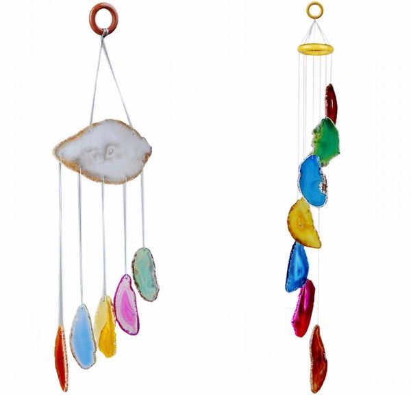 

boxes tumbeelluwa multicolor agate slices wind chime home decoration crystal collection, Black;white