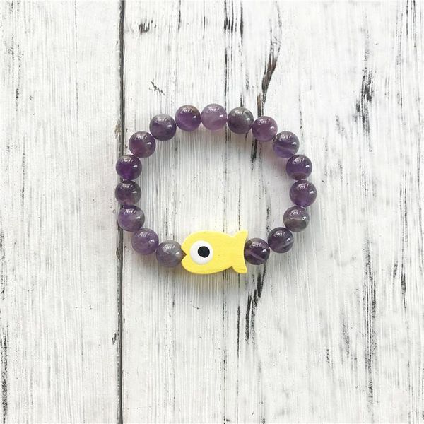 

bangle natural stone purple quartz kids children's bracelet small fish bracelets wholesale and retail is ok girl boy energy jewelry, Black