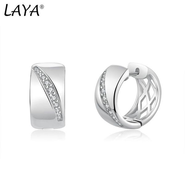 

huggie laya 925 sterling silver shining zircon wide big finger hoop earrings for men women wedding original luxury jewelry 2022 trend, Golden;silver