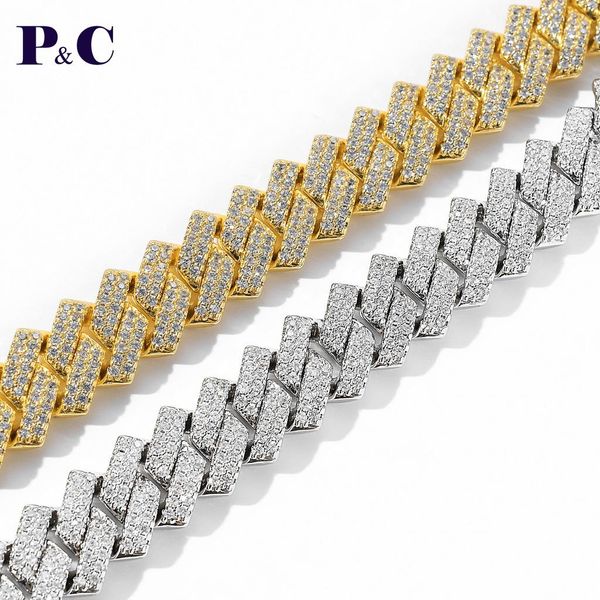 

necklaces 14mm rhomboid cuban chian iced out zircon punk choker silver color necklace men hip hop jewelry for gift wholesale