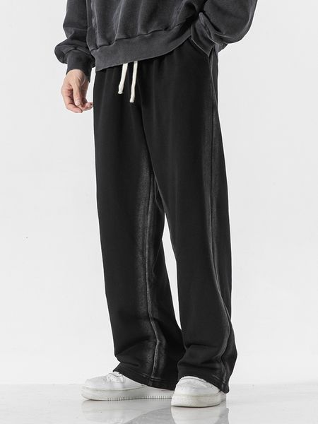 

men's pants spring autumn black cotton sweatpants men fashion streetwear wide leg joggers loose casual straight track pants plus size 8