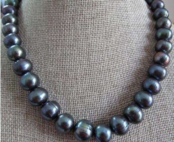 

necklaces 18"89mm natural tahitian black baroque pearl necklace, Silver