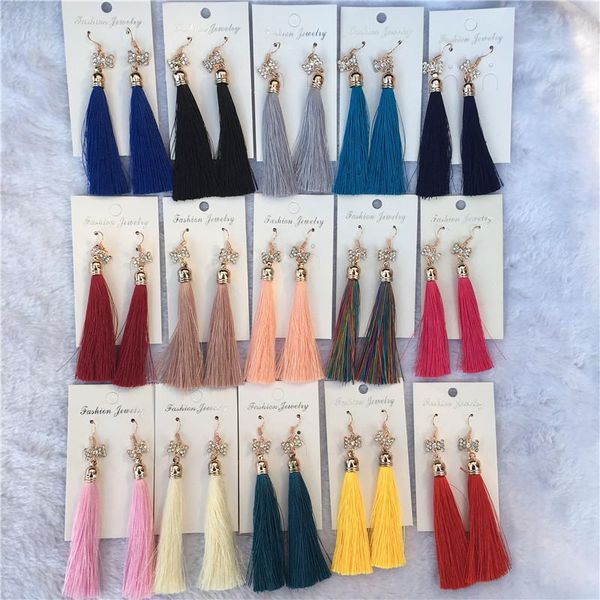 

knot wholesale 20 pairs/lots mixed wholesale long tassel dangle earrings for women fashion boho hook statement earrings bulks jewelry, Silver