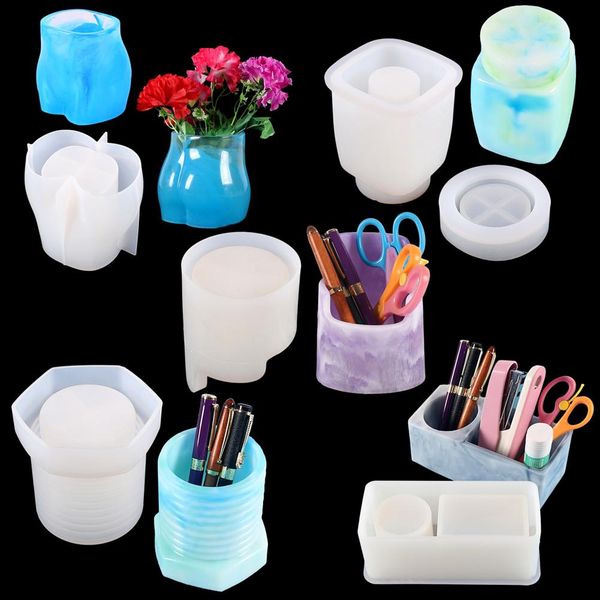 

other pen holder vase silicone resin mold diy flower pot ashtray jewelry storage bottle makeup brush holder craft casting molds