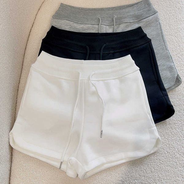 

grey loose fitting wide leg shorts for women's summer 2023 new high waisted american drawstring casual straight leg sports pants trend