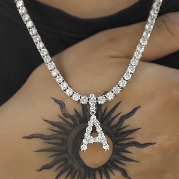 

necklaces iced out custom singer letter pendant necklace dad jewelry, Silver