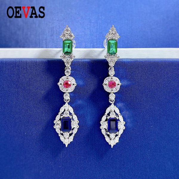 

knot oevas 100% 925 sterling silver three color earrings drop earrings high carbon diamond for women wedding engagement fine jewelry