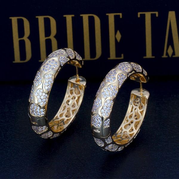 

huggie bride talk indian shining charming trendy round earring cubic zirconia fashion hoop earrings for women wedding beautiful gift, Golden;silver