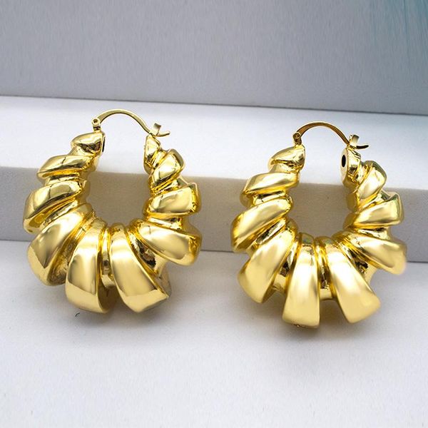

huggie hoop earrings for women geometry twisted 24k gold plated copper golden earrings for party wedding fashion jewelry accessories, Golden;silver