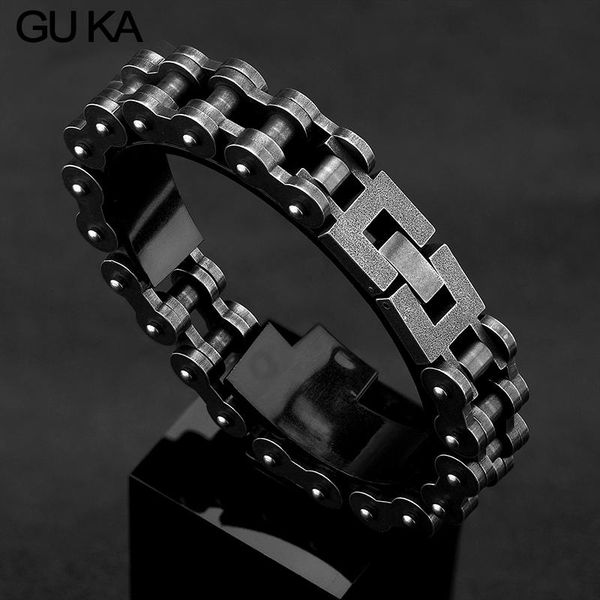 

bangle bicycle chain men bracelet punk rock motorcycle accessories heavy stainless steel jewelry mens bracelets for men wristband gifts, Black