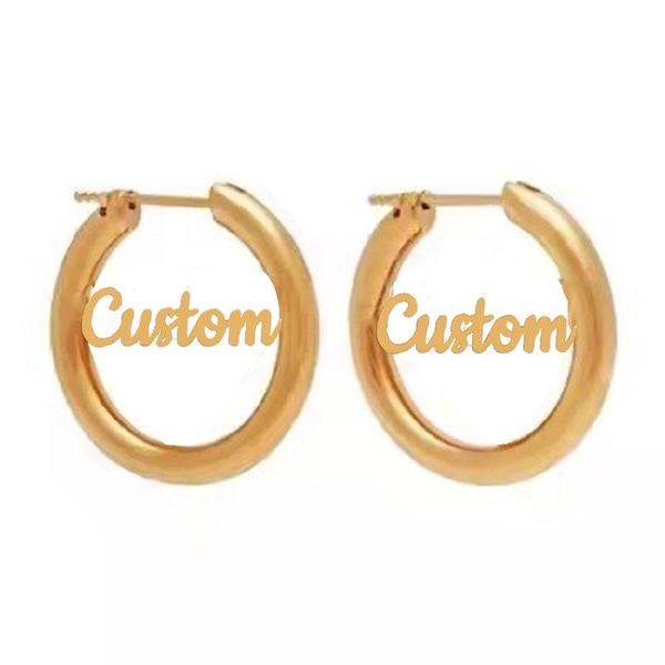 

huggie black awn personalized name drop earrings customize namplate id dangle earring women party gift, Golden;silver