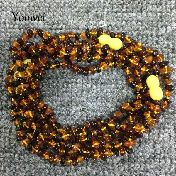 

necklaces yoowei natural amber necklace for gift genuine irregular bead baltic amber chip layered bracelet jewelry long necklace wholesale, Silver