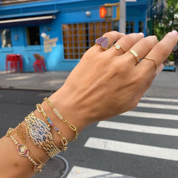 

bangle 15+4cm square link chain iced out bling micro paved cz zirconia women charm modern hiphop charm bangles bracelets jewelry 2022, Black