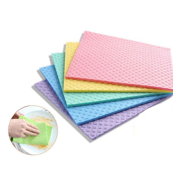 

kitchen absorbent rags cellulose sponge cloth household odor rags reusable use both sides cleaning towels