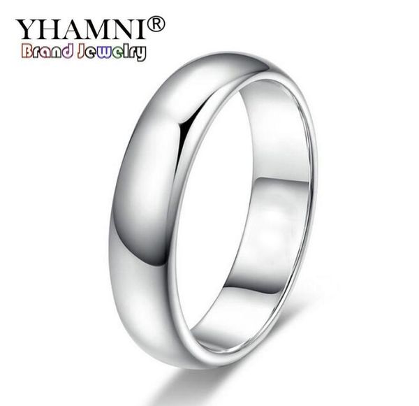 

yhamni lose money promotion real pure white gold rings for women and men with 18kgp stamp 5mm gold color ring jewelry 9914930, Silver