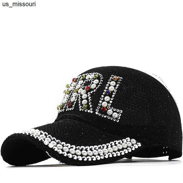 

ball caps luxury rhinestone baseball cap for women adjustable snapback hat diamond hip hop gorras sunhat visors ladies caps kpop hat j230520, Blue;gray