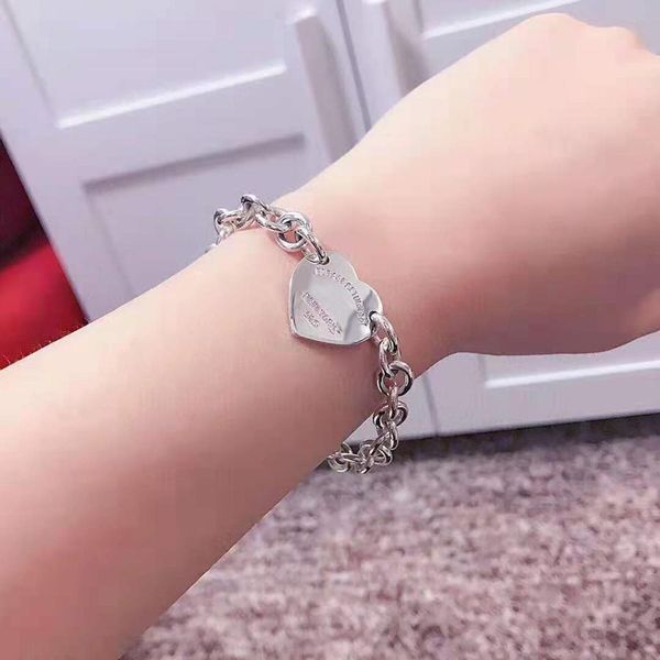 

bangle tifine 1 1 925 sterling silver heart pendant bracelet classic fashion o bracelet with festive gift for women, Black