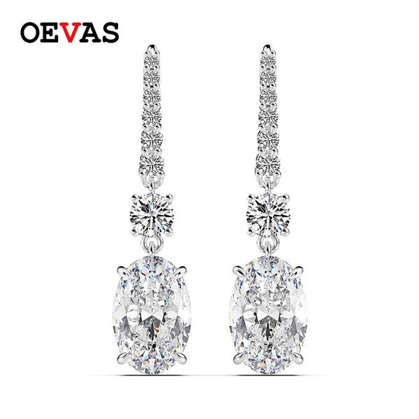 

stud oevas luxury 100% 925 sterling silver 7 ct created moissanite citrine gemstone drop dangle earrings fine jewelry wholesale, Golden;silver