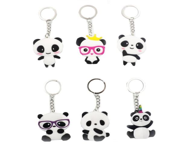 

panda keychains pvc silicone cartoon keychain pendant creative gift key chain keyring 6 styles4872265, Silver