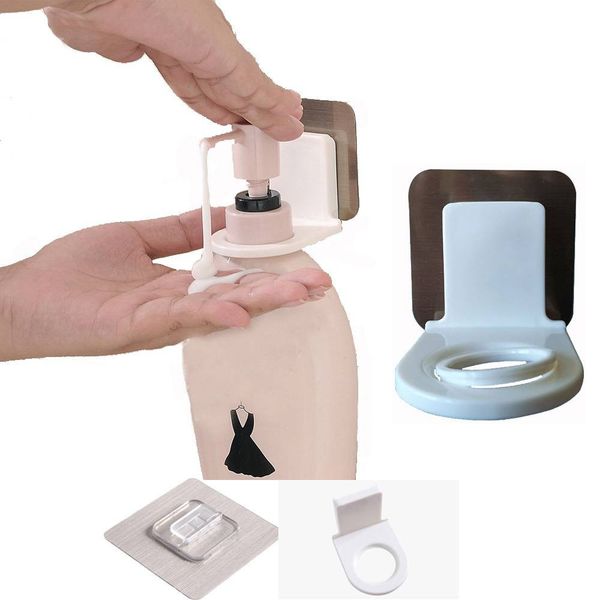 

bathroom accessories liquid soap bottles holder shampoo hanger wall mounted shelf adhesive hook