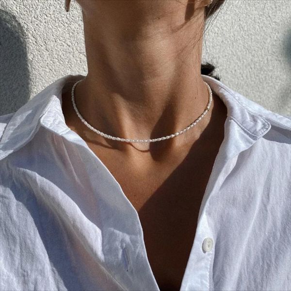 

necklaces 14k gold filled natural pearl necklace dainty delicate pearl necklace minimalism tarnish resistant jewelry boho women necklace, Silver