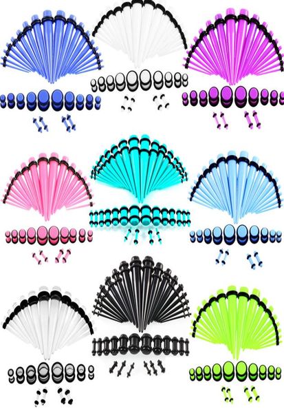 

36pieceset ear stretching kit tapers and plugs tunnels body jewelry gauge 14g00g acrylic fashionable stretcher earplug taper ex5365500, Slivery;golden