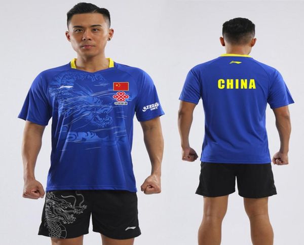 

new table tennis suit men039s and women039s chinese team uniform dragon pattern match sportswear table tennis shirt shorts8849633, White;yellow