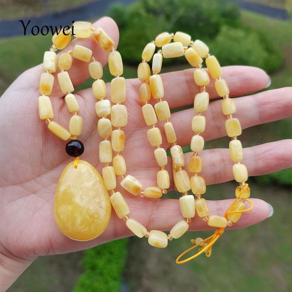 

necklaces 20g teardrop amber pendant necklace for women natural baltic ambar honey beads 68cm sweater chain healing jewelrynot perfect, Silver