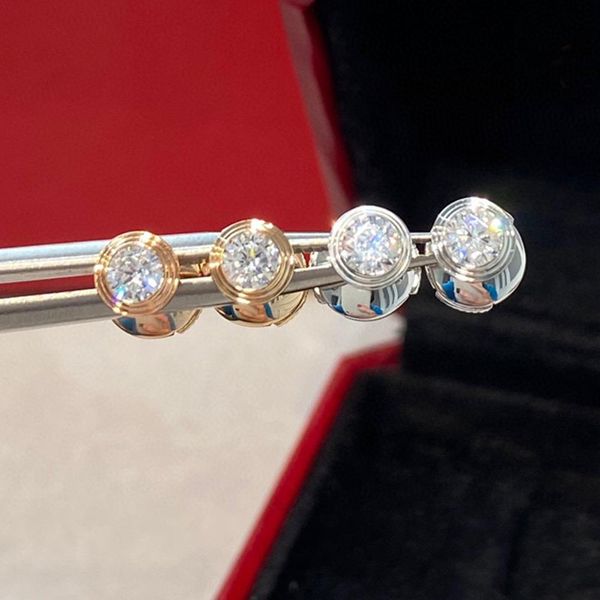 

stud luxury fashion brand sparkle stud classic one stone design s925 sterling silver premium women's jewelry, Golden;silver