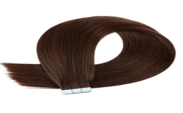 

2 dark brown cuticle intact remy human hair tape in extensions5477779, Black