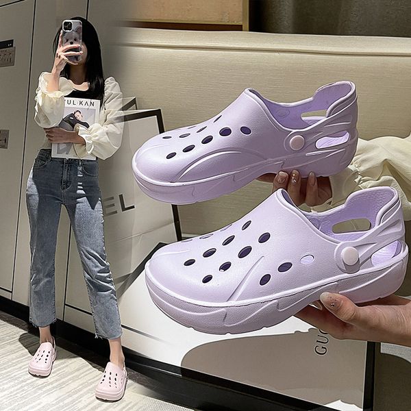 

sandals large size slippers hole shoes women summer non slip platform sandals couple new casual nurse shoes ha6930-113, Black