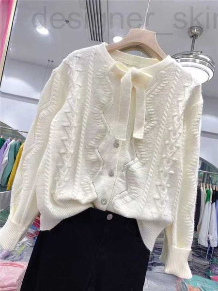 

women's knits & tees designer autumn dress sweater small fragranloose versatile laup knitted cardigan women jtsd, White