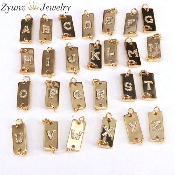 

crystal 26pcs gold color micro paved cz letter connectors pendants for necklace bracelet making