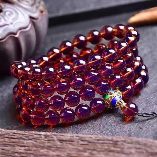 

bangle dominican blue amber bracelets 108 buddha beads bracelet violet original stone amber bead aesthetic men's and women's brace, Black