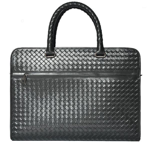 

briefcases men039s briefcase genuine leather computer lapbags men handbag office business travel bag woven man for document5090710